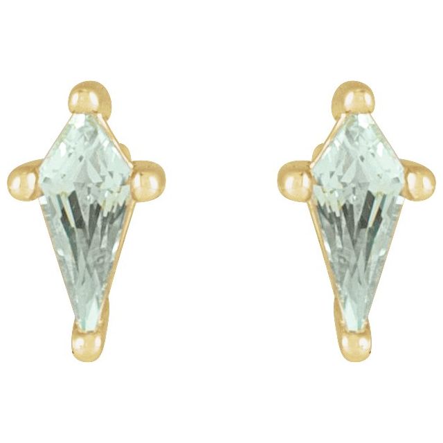 14k Yellow Lab-grown Green Sapphire Earrings