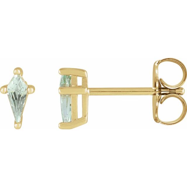 14k Yellow Lab-grown Green Sapphire Earrings