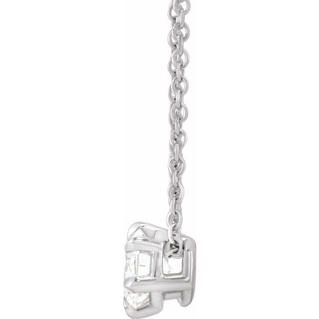 14K White 1/4 CT Lab-Grown Diamond Solitaire 16-18' Necklace