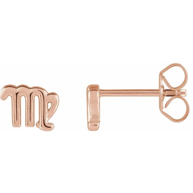 14K Rose Virgo Zodiac Earrings
