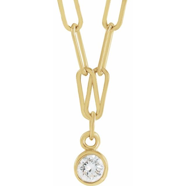 14K Yellow 1/10 CT Natural Diamond Micro Bezel-Set 18' Necklace