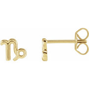 14K Yellow Capricorn Zodiac Earrings