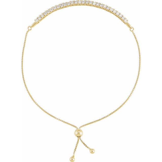 14K Yellow 1 CTW Lab-Grown Diamond Bolo 9 1/2' Bracelet