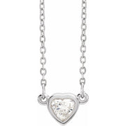 14K White 1/4 CT Natural Diamond Heart 16-18' Necklace