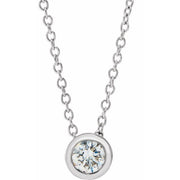 14K White 1/4 CT Lab-Grown Diamond Solitaire 16-18' Necklace
