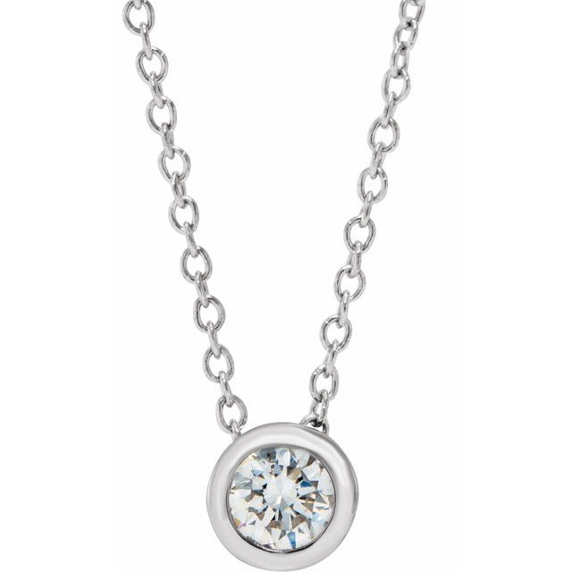 14K White 1/4 CT Lab-Grown Diamond Solitaire 16-18' Necklace