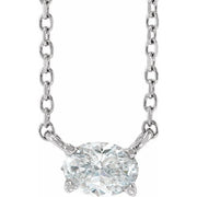 14K White 1/2 CTW Lab-Grown Diamond Solitaire 16-18' Necklace