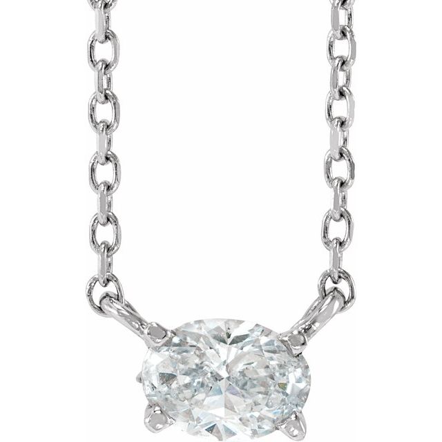 14K White 1/2 CTW Lab-Grown Diamond Solitaire 16-18' Necklace