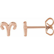 14K Rose Aries Zodiac Earrings