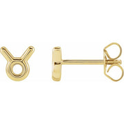 14K Yellow Taurus Zodiac Earrings
