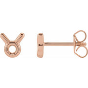 14K Rose Taurus Zodiac Earrings
