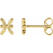 14K Yellow Pisces Zodiac Earrings
