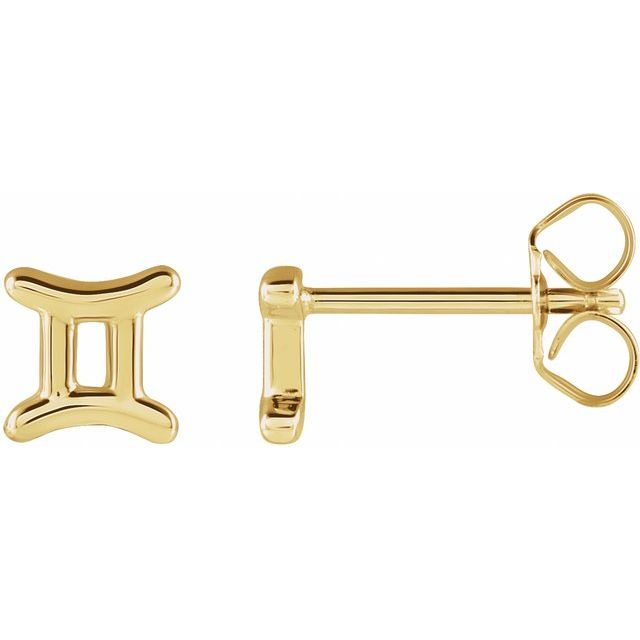 14K Yellow Gemini Zodiac Earrings