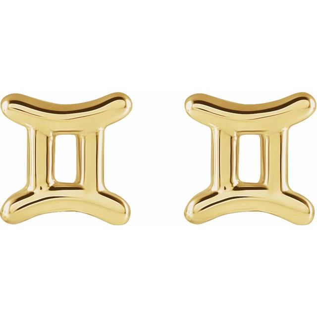 14K Yellow Gemini Zodiac Earrings