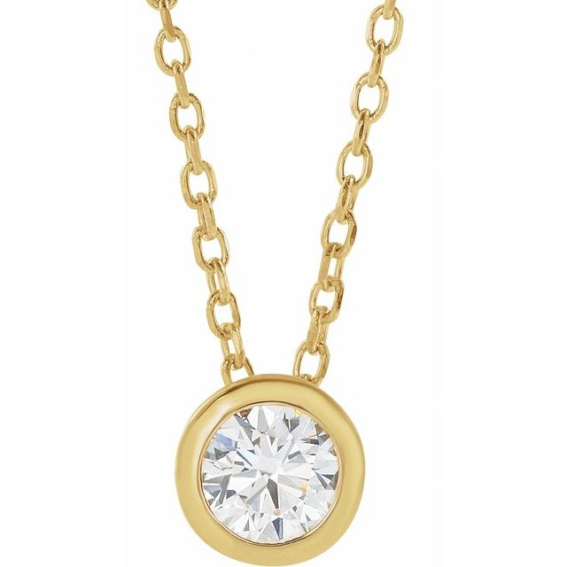 14K Yellow 1/4 CT Natural Diamond Bezel-Set 16-18' Necklace