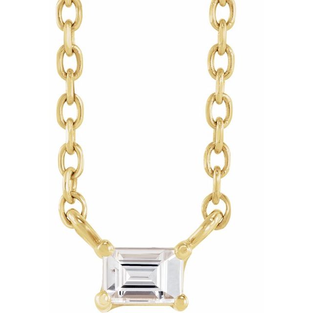 14K Yellow .07 CT Natural Diamond Solitaire 18' Necklace