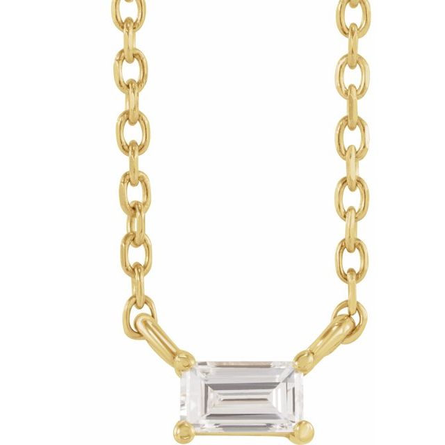 14K Yellow 1/10 CT Natural Diamond Solitaire 16' Necklace