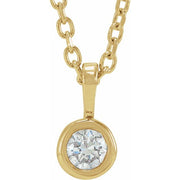 14K Yellow 1/10 CT Natural Diamond Bezel-Set Solitaire 16-18' Necklace