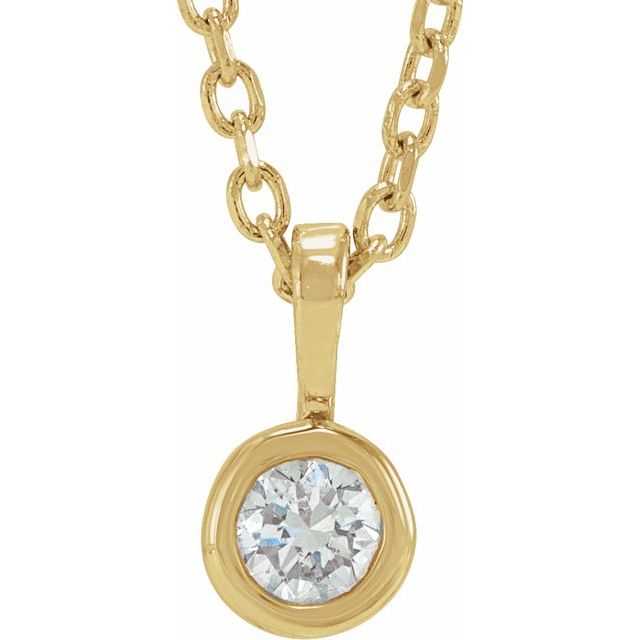 14K Yellow 1/10 CT Natural Diamond Bezel-Set Solitaire 16-18' Necklace
