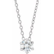 14K White 1/4 CT Lab-Grown Diamond Solitaire 16-18' Necklace