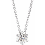 14K White 1/2 CT Lab-Grown Diamond Solitaire 16-18' Necklace