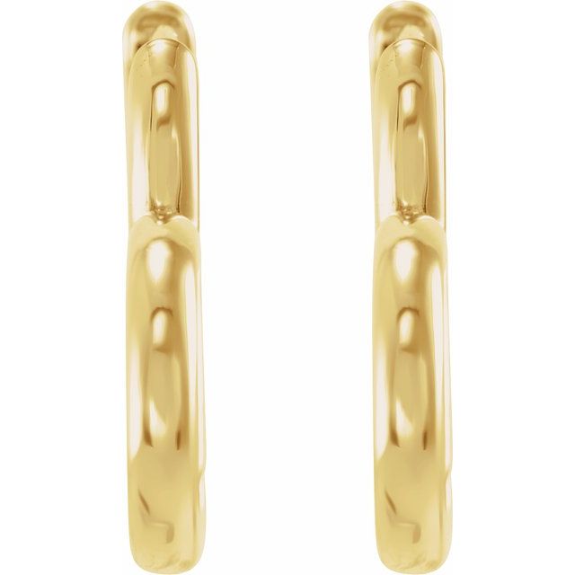14K Yellow Hinged 15 mm Heart Huggie Hoop Earrings