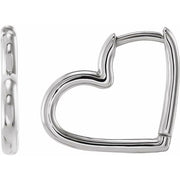 14K White Hinged 15 mm Heart Huggie Hoop Earrings