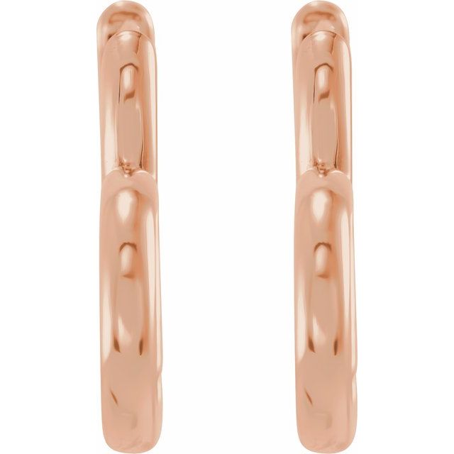 14K Rose Hinged 15 mm Heart Huggie Hoop Earrings