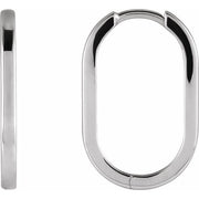 14K White Elongated Oval 20 mm Hoop Earrings