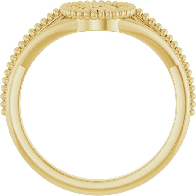 14k Yellow 8.7 Mm Beaded Cameo Medallion Ring