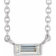 14K White 1/8 CT Natural Diamond Solitaire 16-18' Necklace