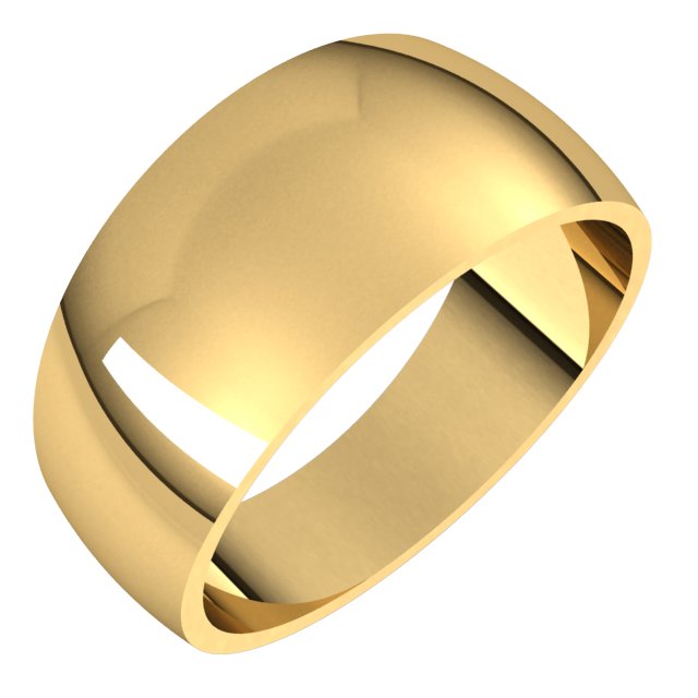 14k Yellow 9 Mm Tapered Half Round Band Size 9.5
