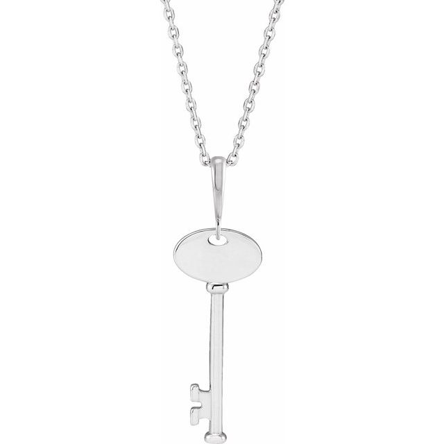 Sterling Silver Engravable Key 16-18' Necklace