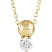 14K Yellow 1/6 CT Natural Diamond Bead 16-18' Necklace