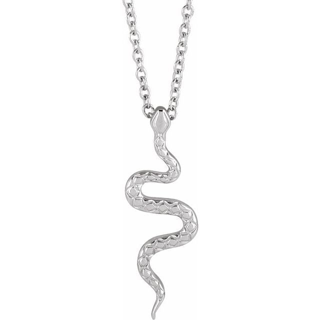Sterling Silver 19.5x6.7 mm Snake 16-18' Necklace