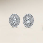 Oval Double Halo Earrings