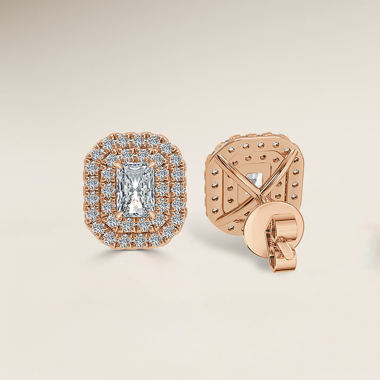 Radiant Double Halo Earrings