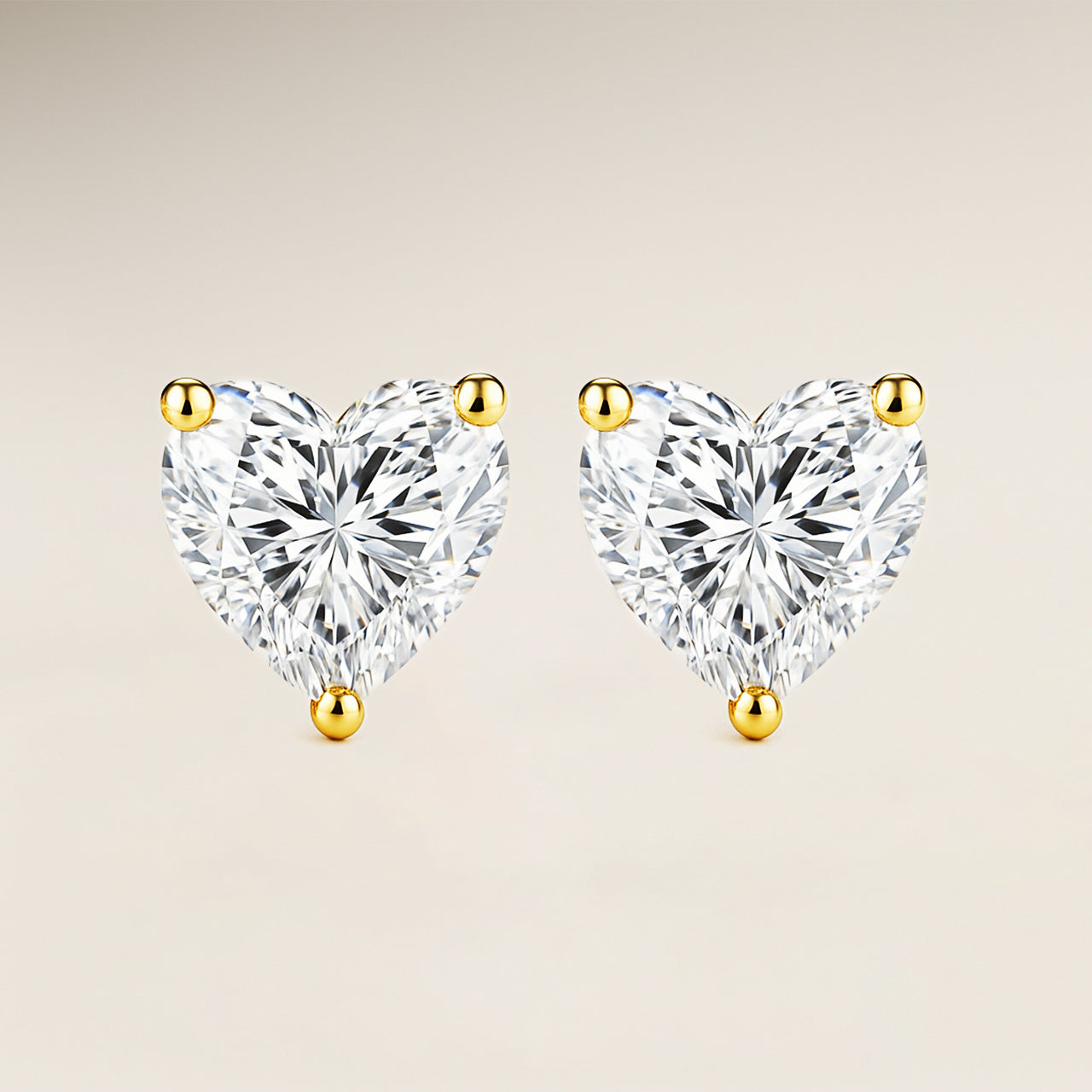Heart Solitaire Prong Stud Earrings
