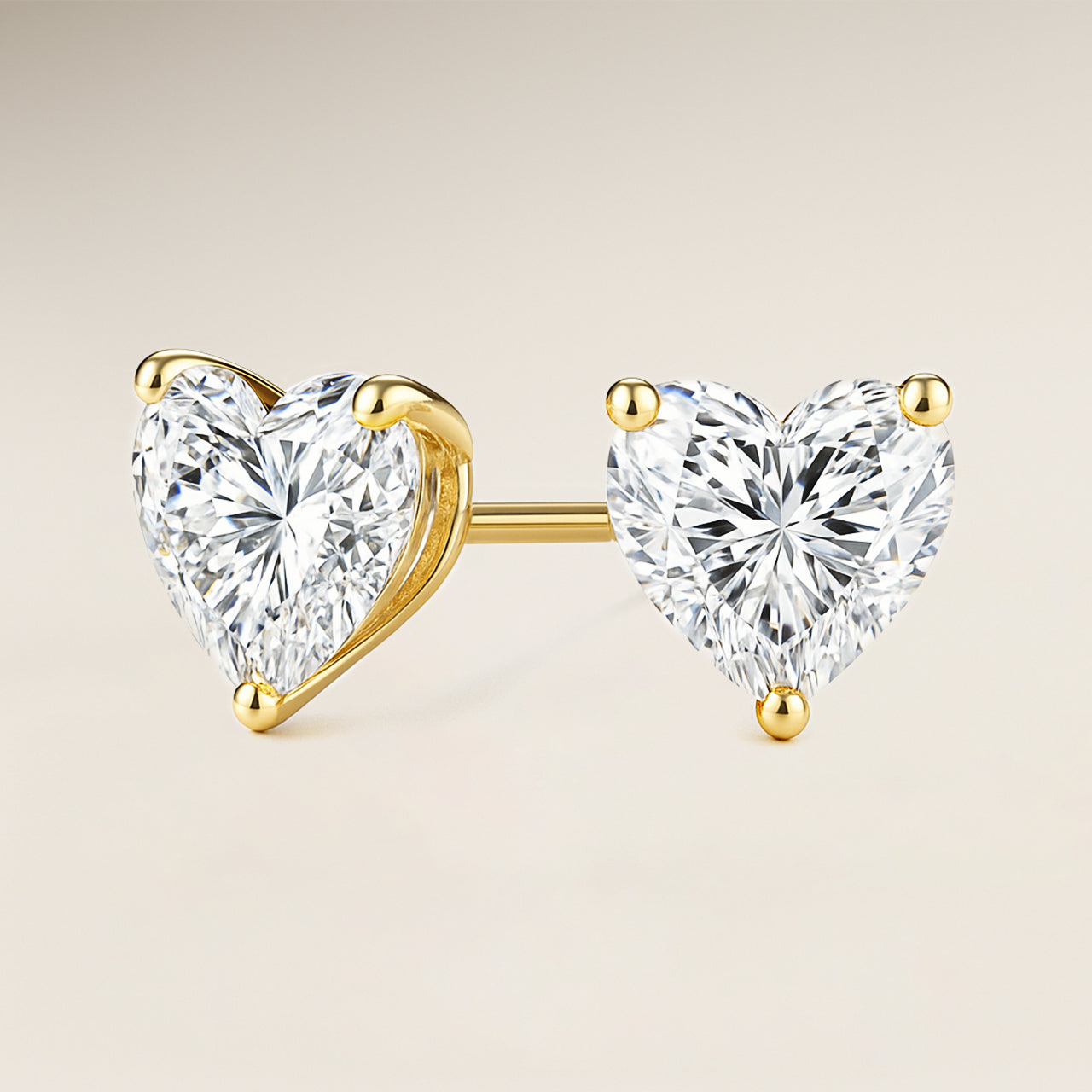 Heart Solitaire Prong Stud Earrings