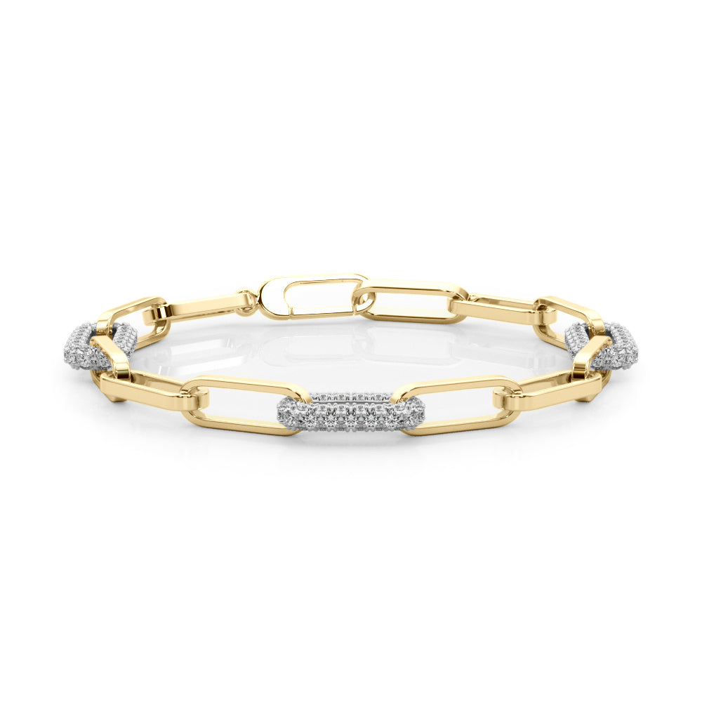 Lab Grown Diamond 2 Paper Clip Bracelet