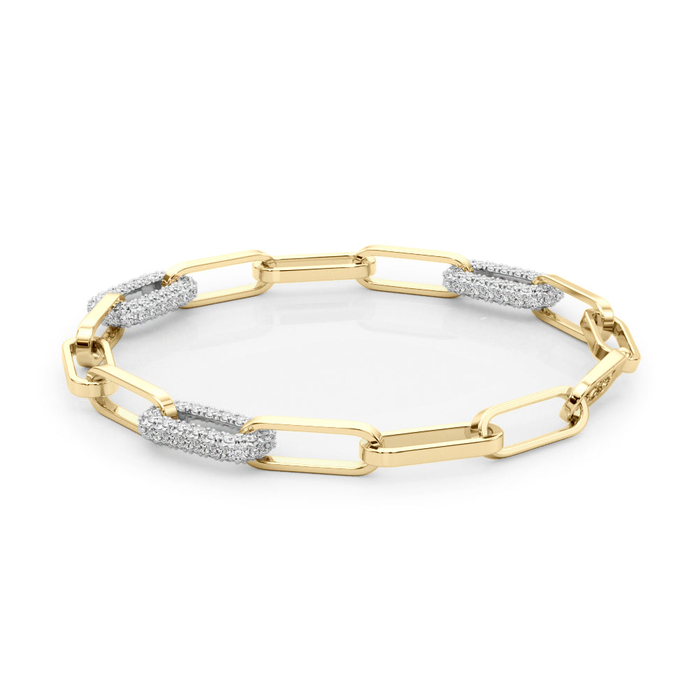 Lab Grown Diamond 2 Paper Clip Bracelet