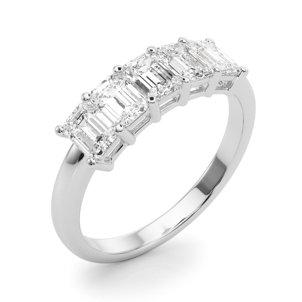 Lab Grown Diamond 5 Stone Band Emerald Cut
