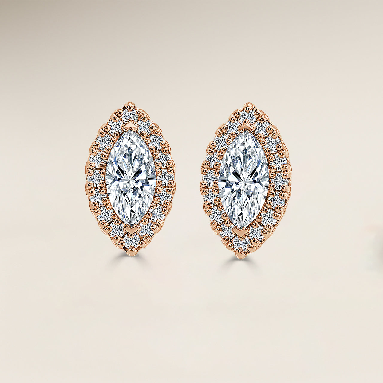 Marquise Single Halo Earrings