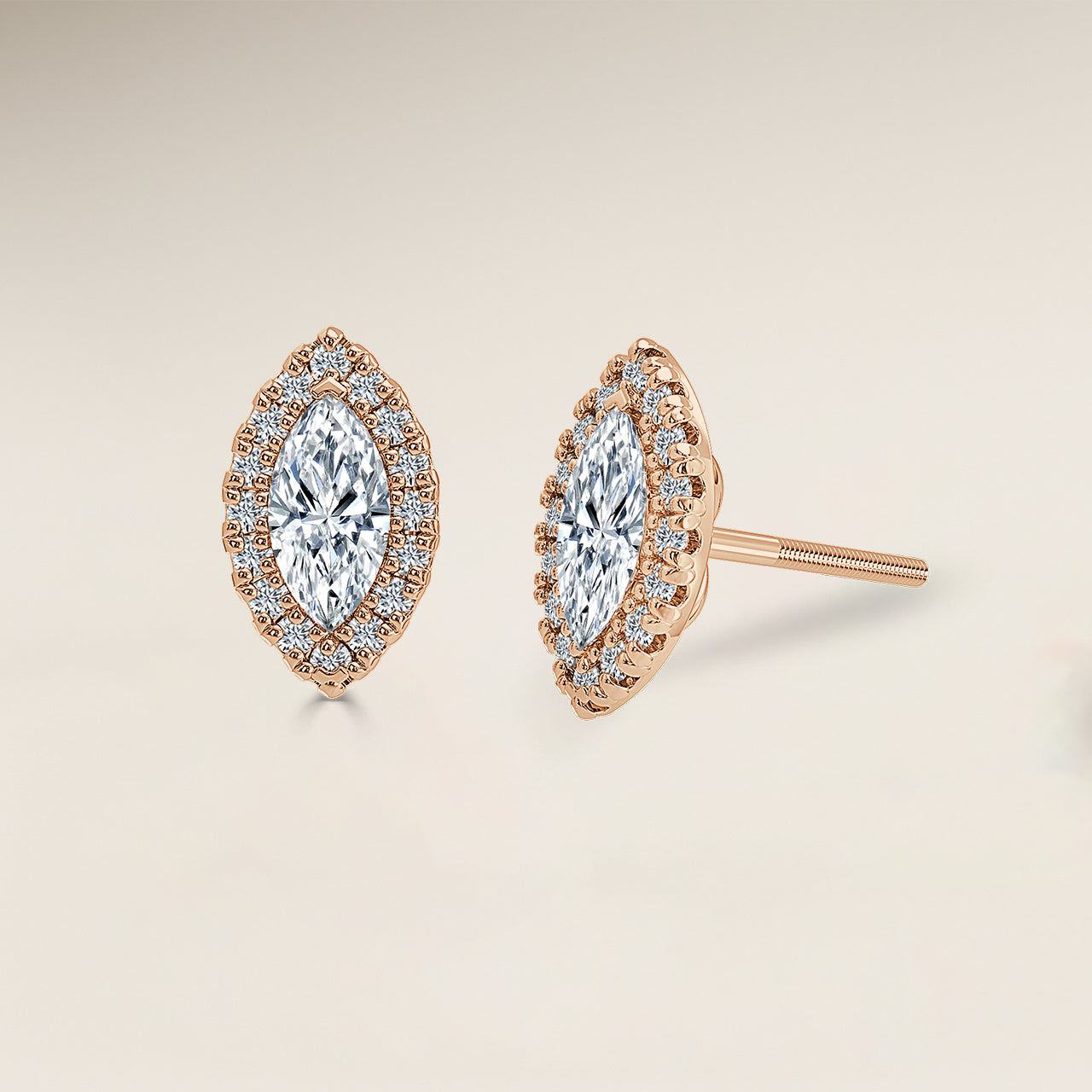 Marquise Single Halo Earrings