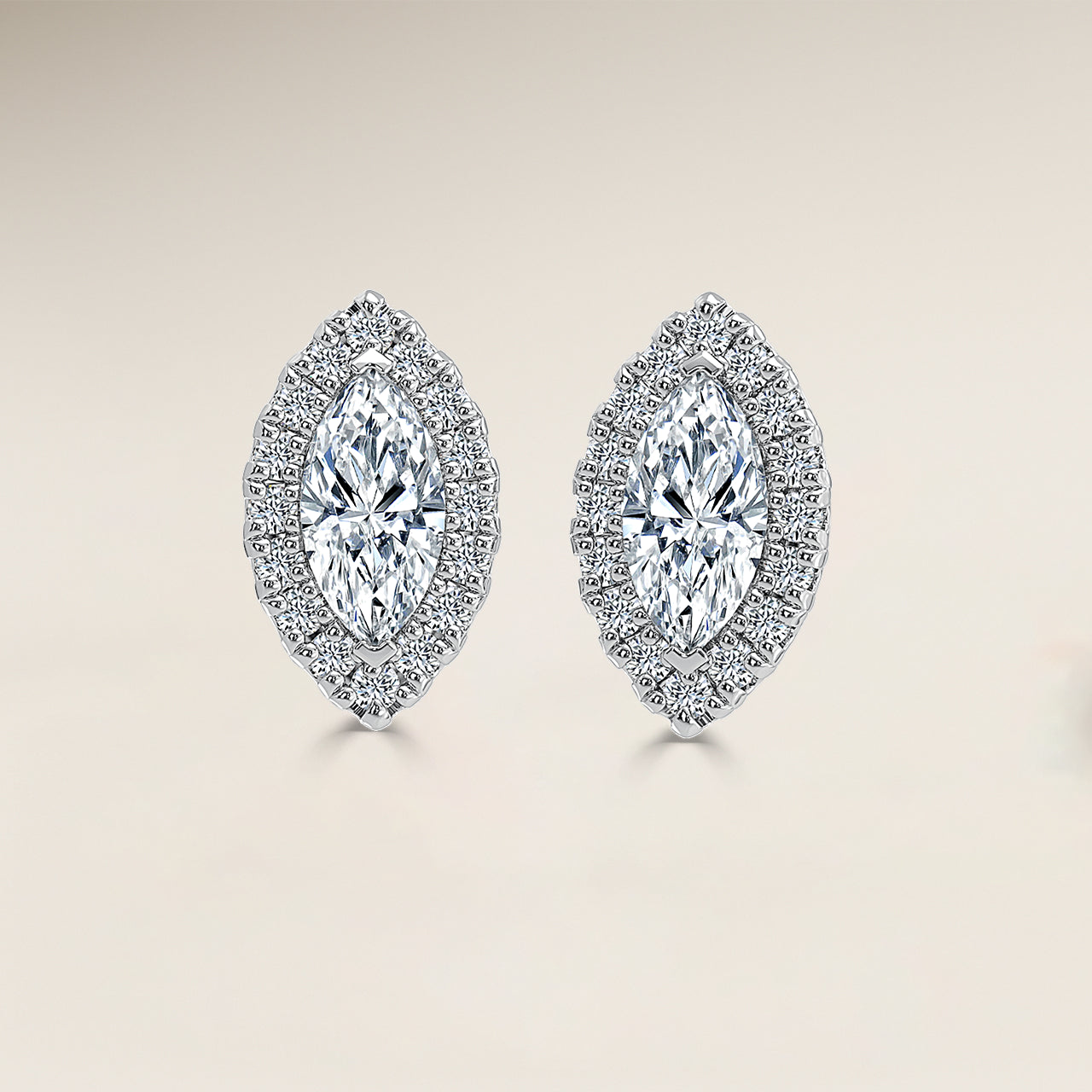 Marquise Single Halo Earrings