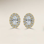 Oval Single Halo Earrings