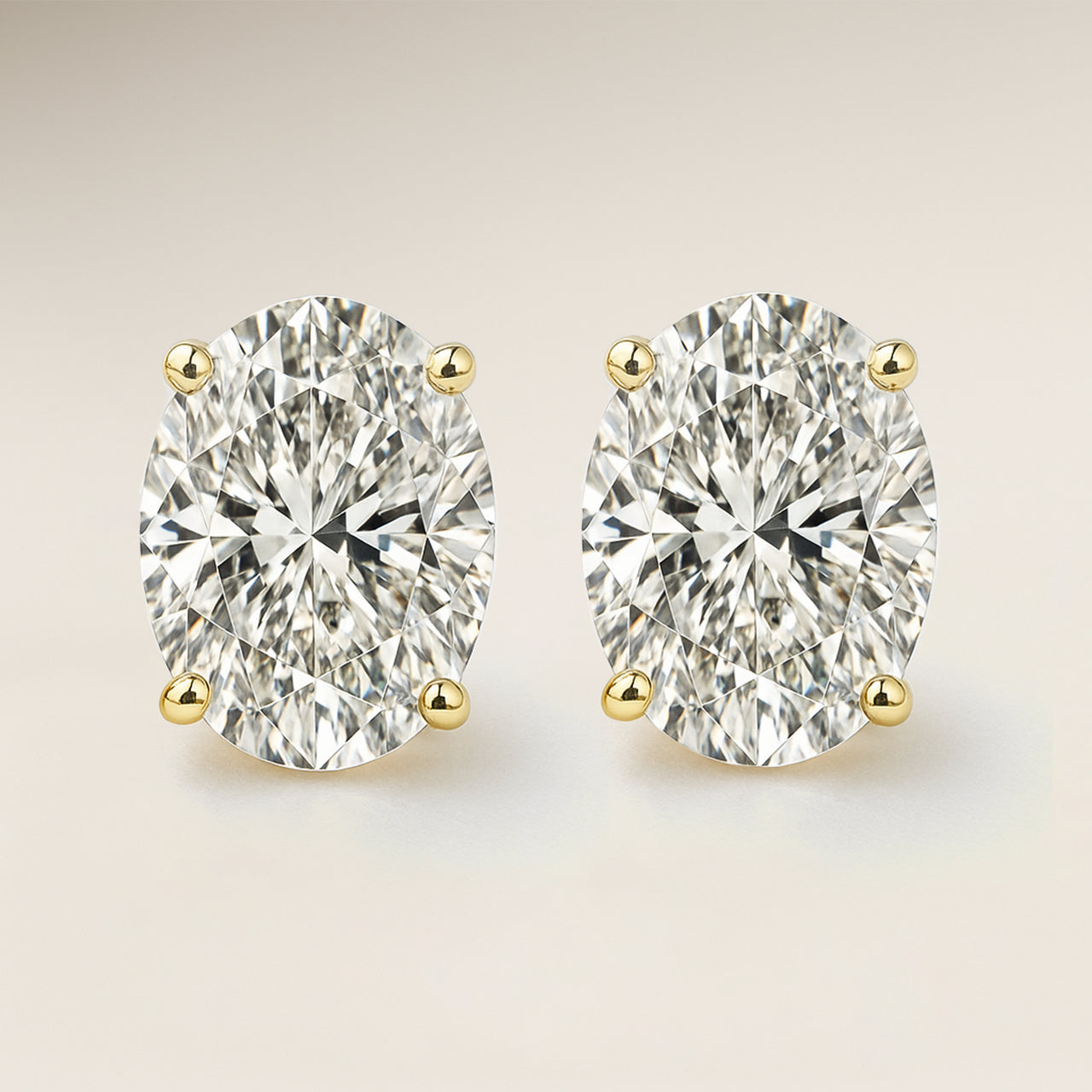 Oval Solitaire Prong Stud Earrings