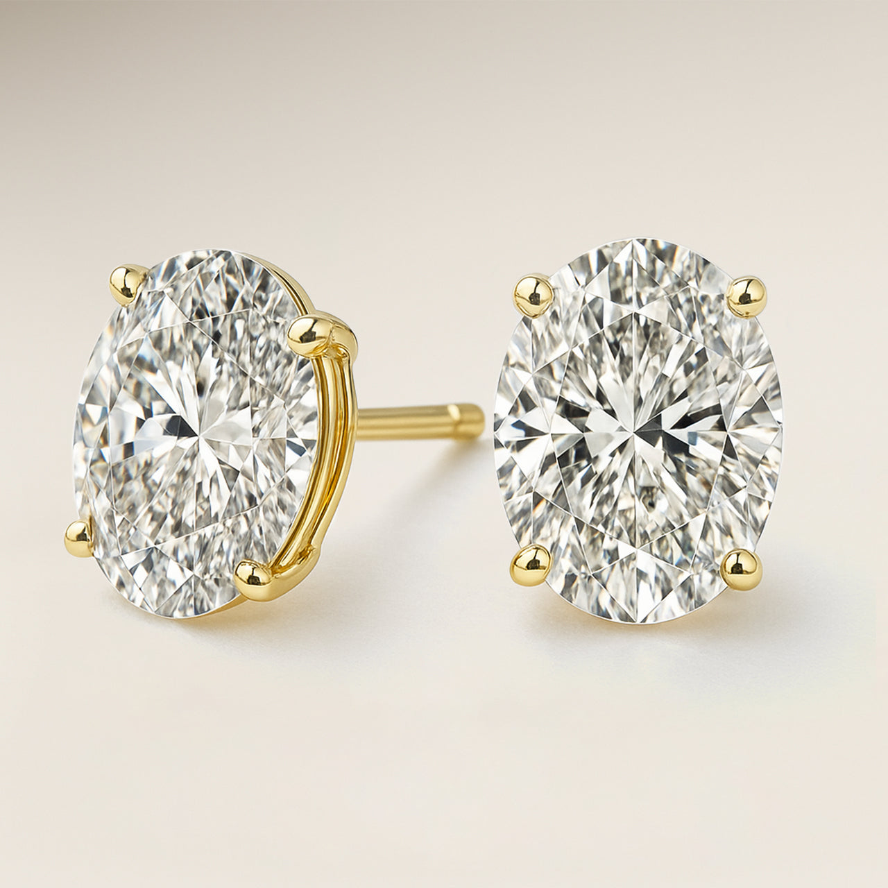 Oval Solitaire Prong Stud Earrings