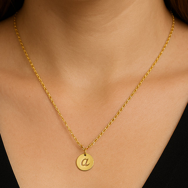 14k Yellow Script Initial A 16-18' Necklace