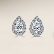 Pear Single Halo Earrings